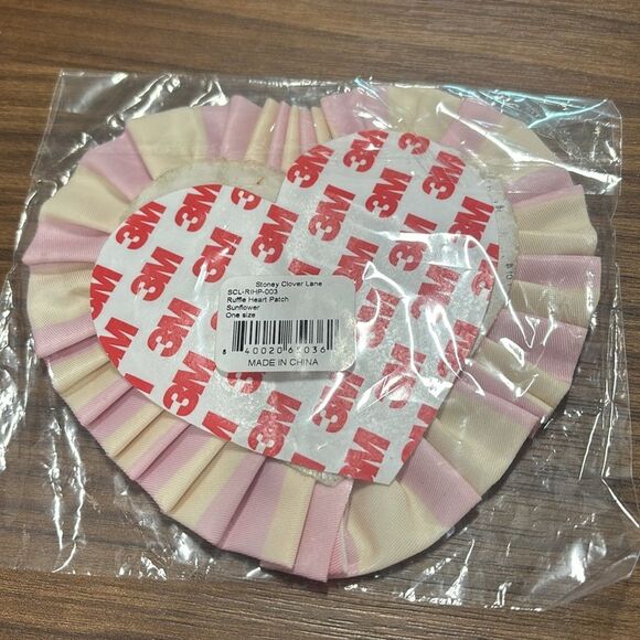 Stoney Clover Lane Pink Checkered Heart Ruffle Patch - Picture 2 of 2